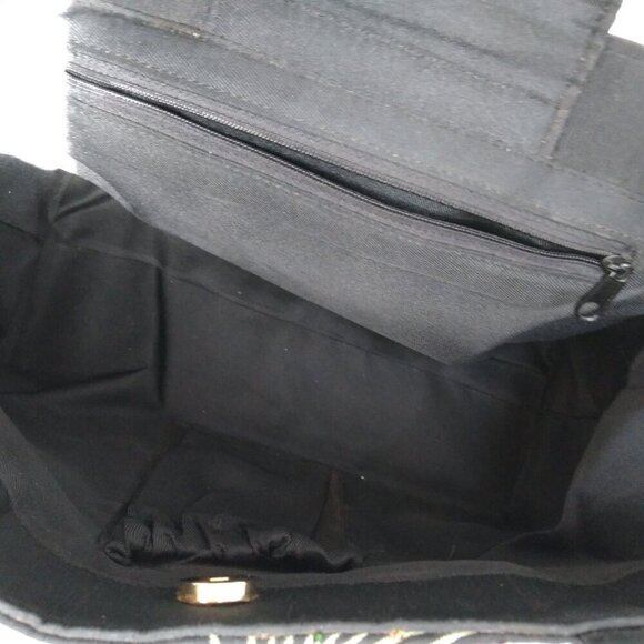 Vintage Holiday Embroidered Snow Couple Under Beaded Palm Tree Shoulder Bag - Picture 8 of 9